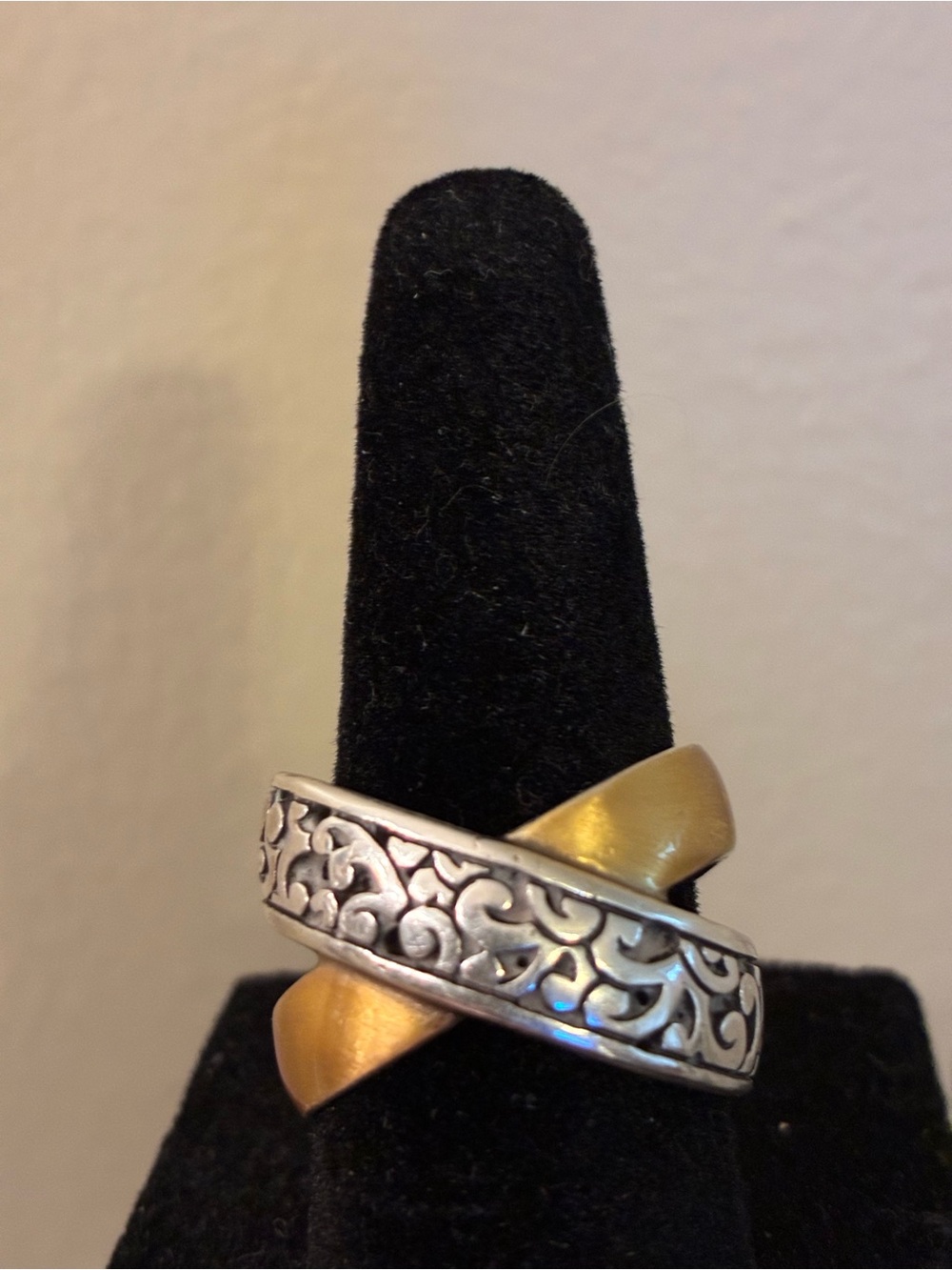 Brighton Two-Tone Gold and Silver Scroll Crossover Ring (Retired)